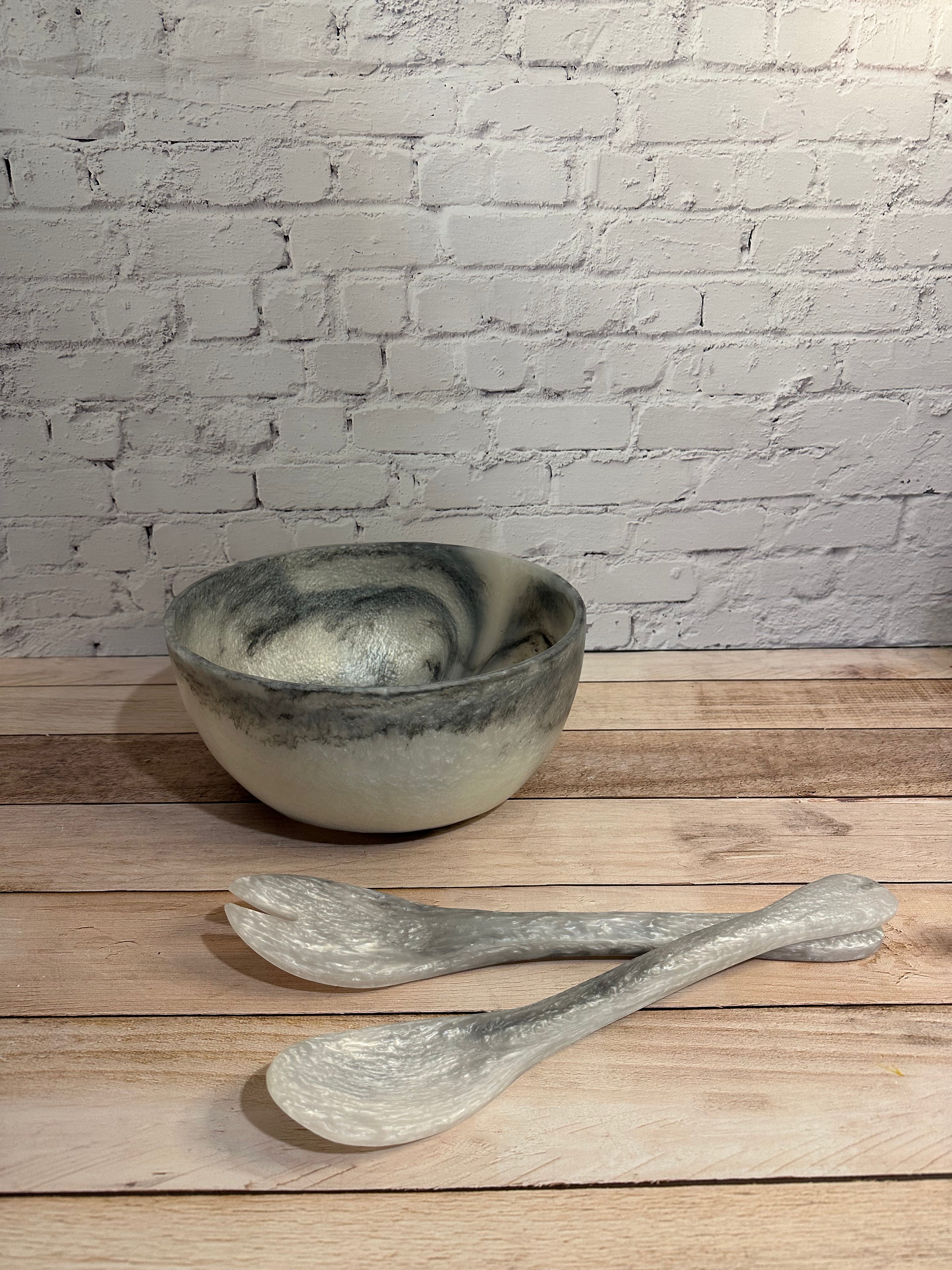 Ensaladera de Resina Gris Mármol