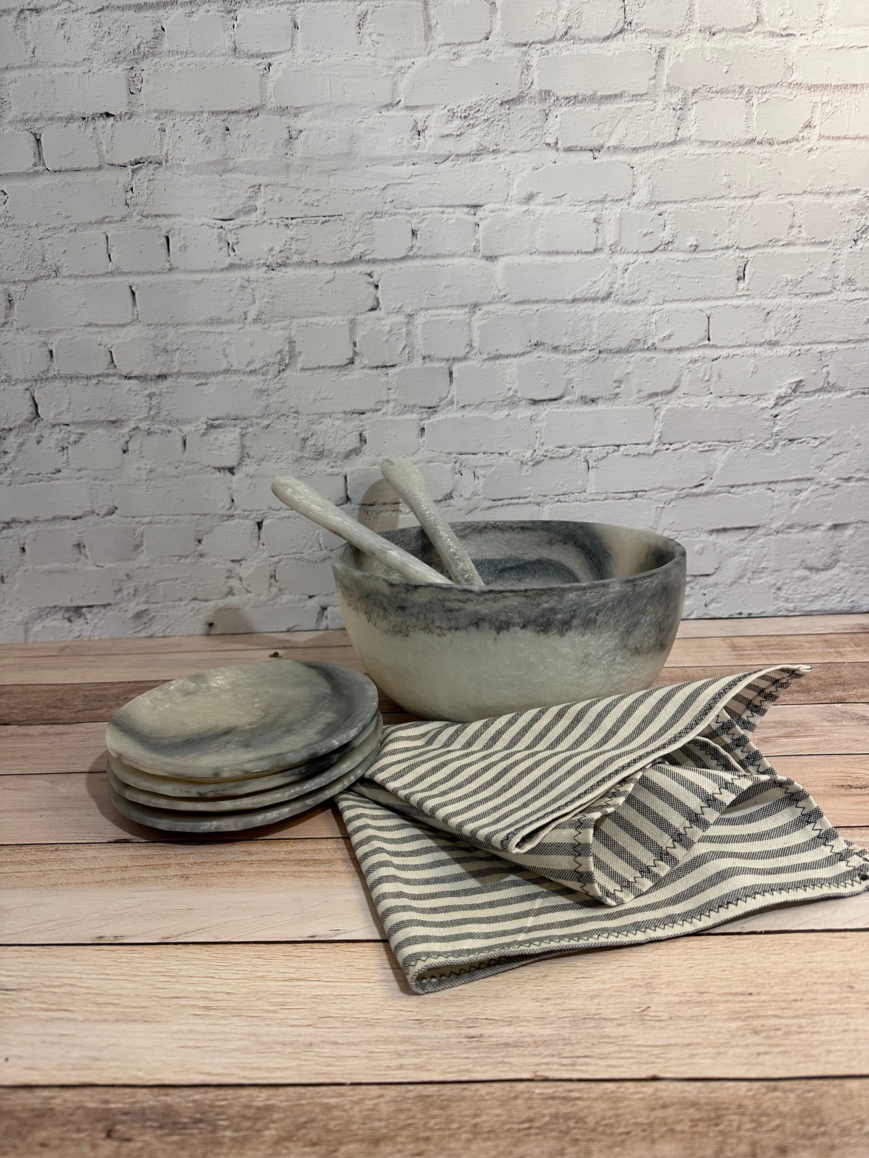 Ensaladera de Resina Gris Mármol