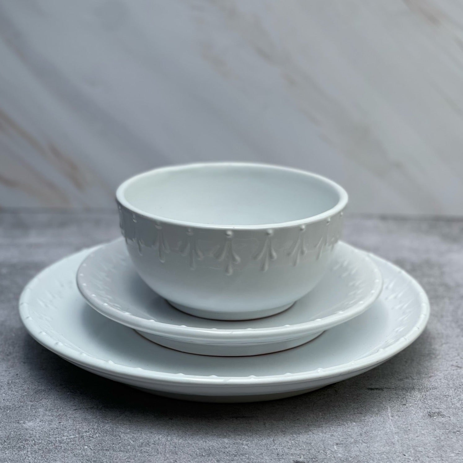 Plato Ensalada.  Vajilla Talavera Nuuk Blanca