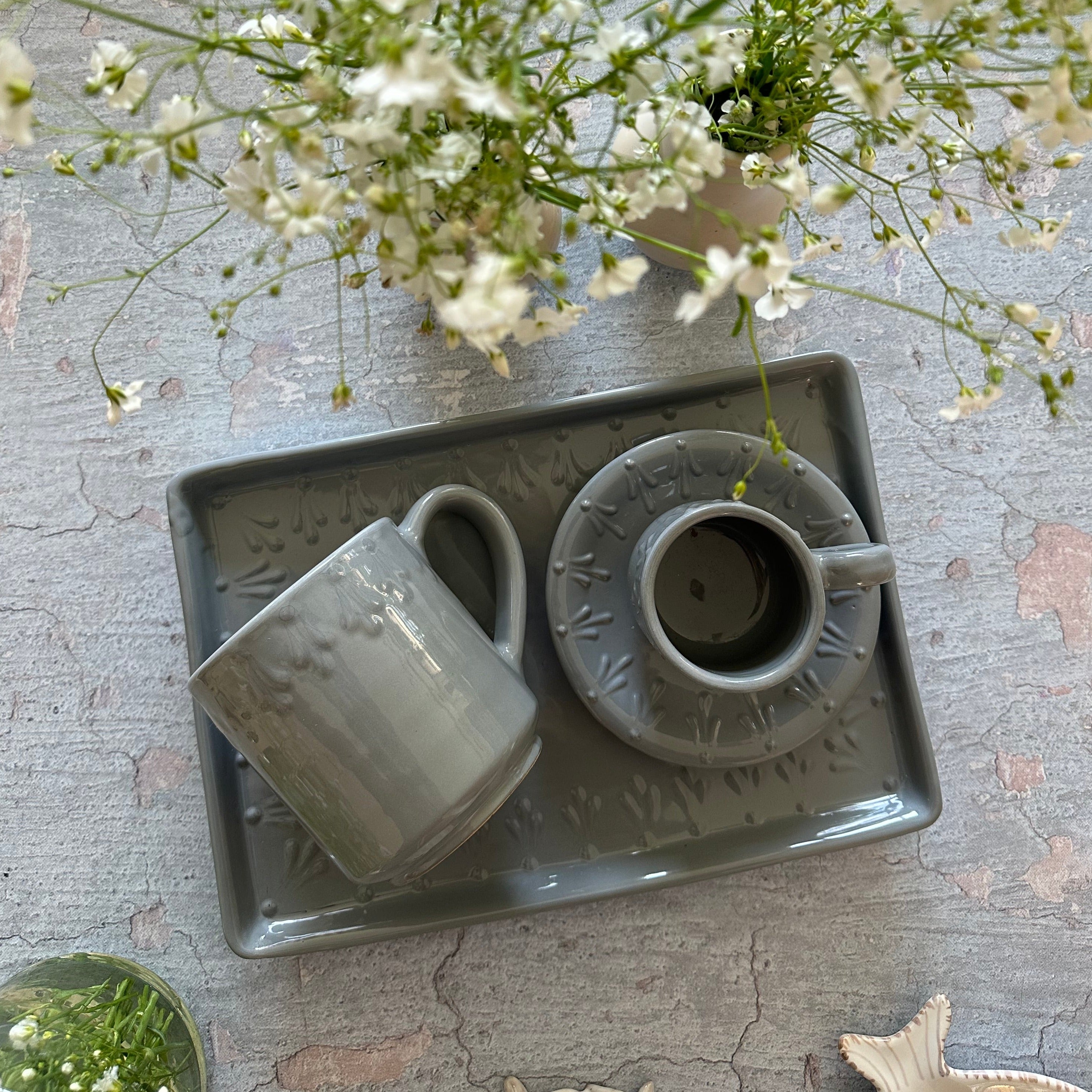 Charola Rectangular Chica.  Vajilla Talavera Nuuk Gris