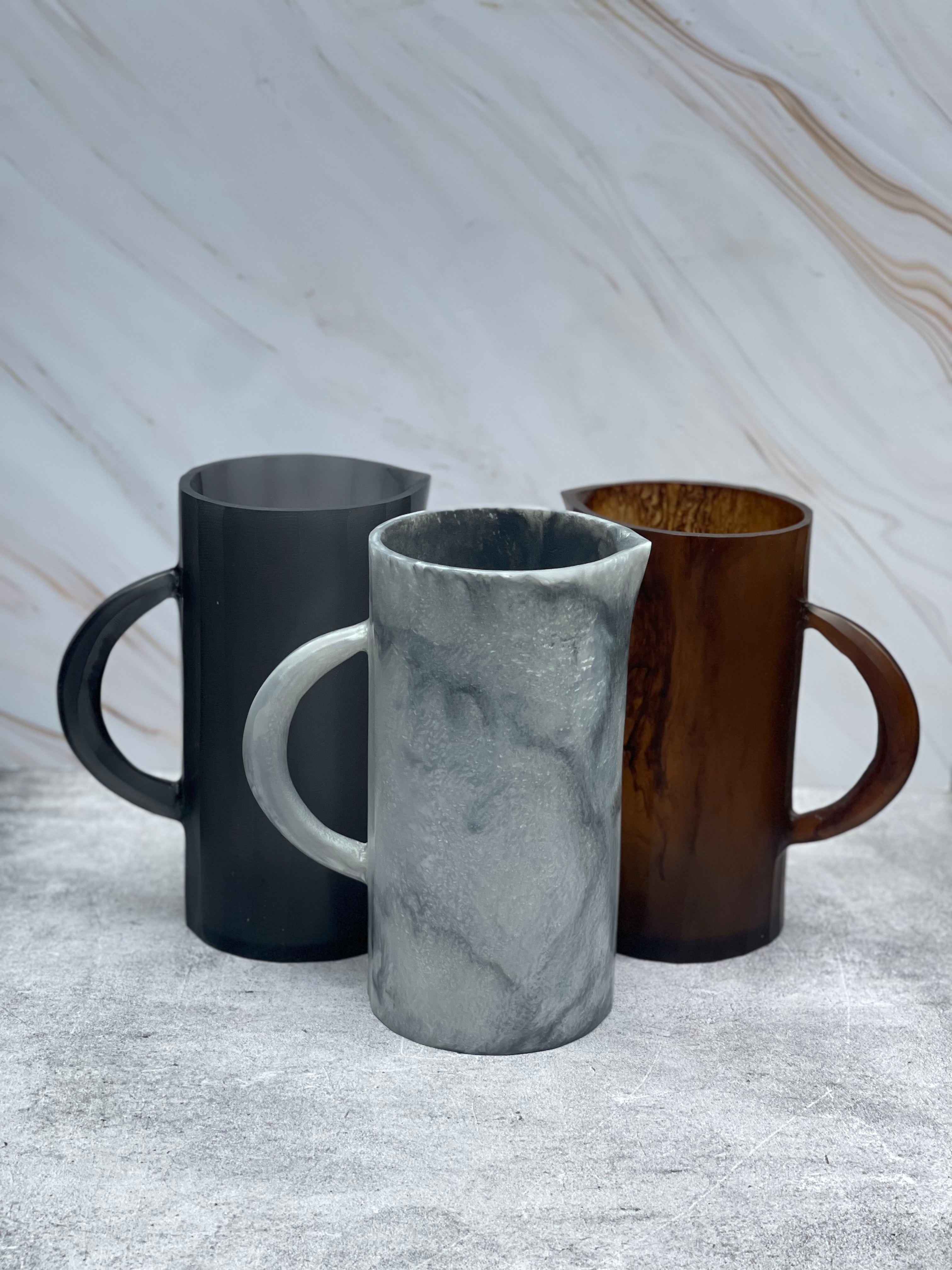 Jarra Recta de Resina Gris Mármol